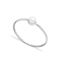 Skinny ring solitario de perola shell em prata 925