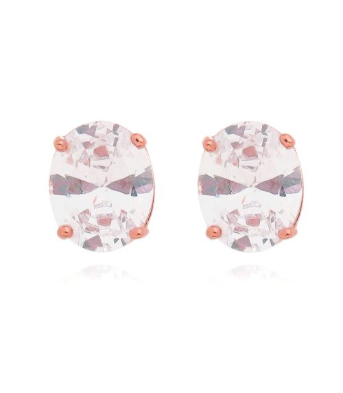 Brinco Prata 925 Oval Zirconia Cristal Pequeno Ouro Joias Delicadas