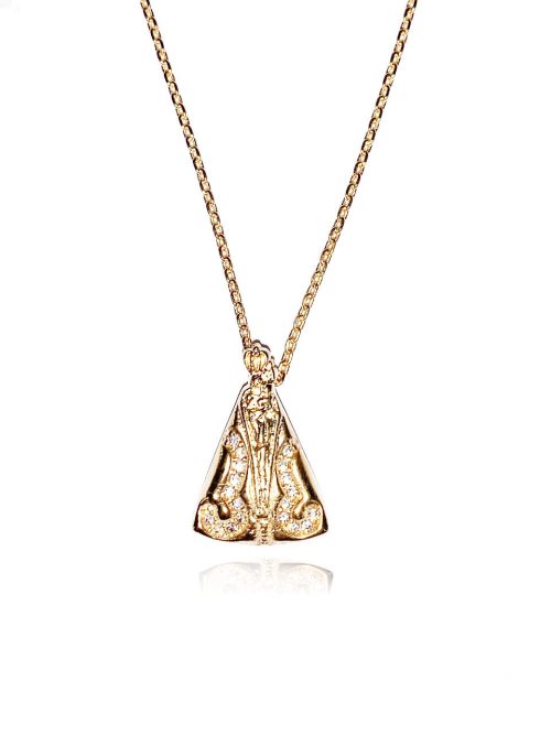 Colar Nossa Senhora Cravejada Zirconias Banho Ouro